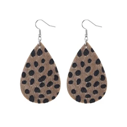 Classic Fashion Leopard Print Faux Leather Earrings For Women Girls Lightweight Teardrop Handmade Drop Dangle Earrings Jewelry