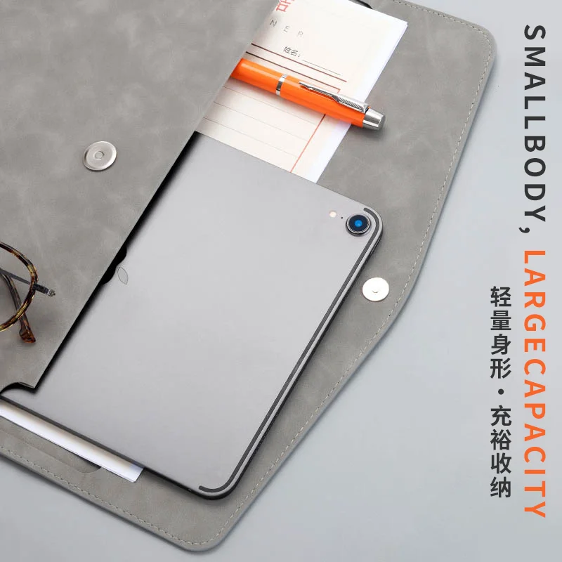 A4 Leather File Storage Bag - Waterproof Large Capacity, Safe for Documents, Portable for Office School Home Durable