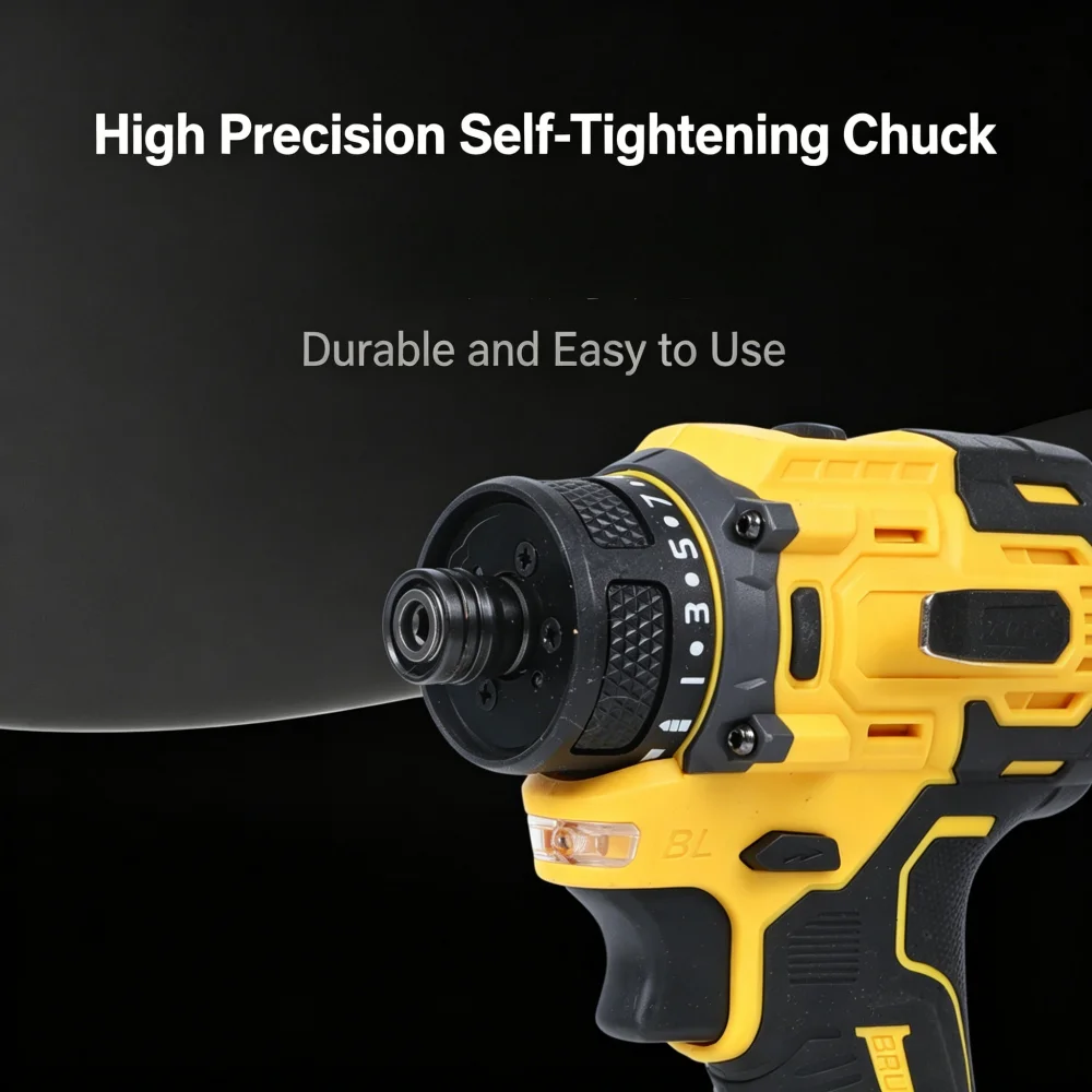 Portable 13mm Brushless Impact Drill Driver Compatible For DeWALT 20V Battery, Cordless Electric Screwdriver for Home Drilling