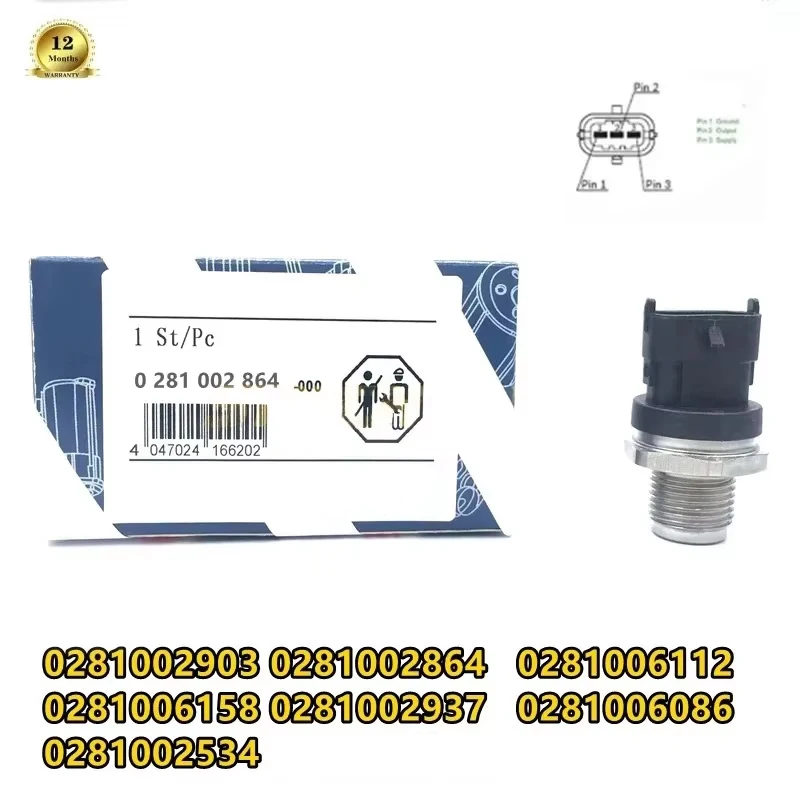 Inyección común del sensor de alta presión del riel de combustible 0281006158 0281002864 0281002707 20792328   Para IVECO OPEL VAUXHALL SAAB VOLVO