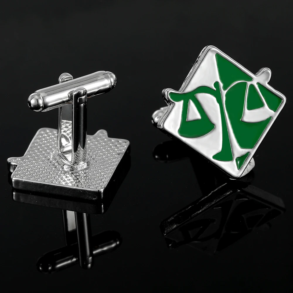 2Pcs/Set Green Balance Design Lawyer Judge Cufflinks Mens Rhombus Libra Scales Cuff Button