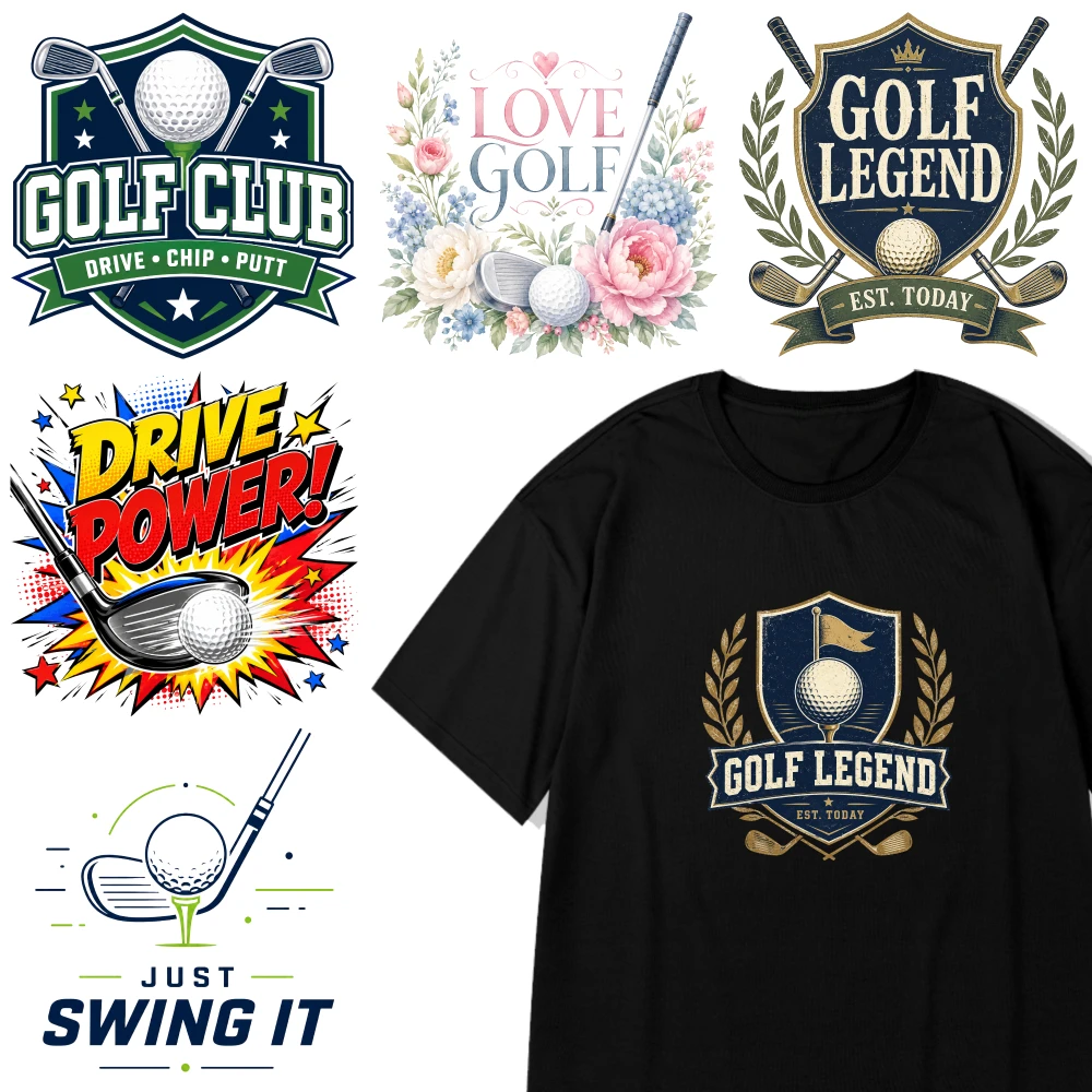 6 Pcs Golf Legend Iron on Transfers DTF Transfers Ready Hoodie DIY Crafts Transfers Sticker On Clothes Iron On Transfer Patches