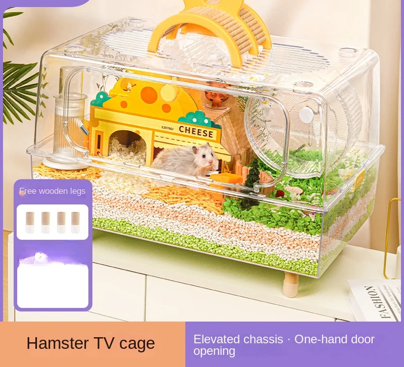 Hamster Cage Transparent Acrylic Feeding Box Small TV Special