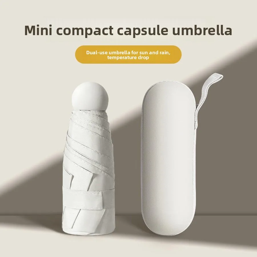 

Portable Capsule Umbrella UV Protection Sunade Rainproof Bla Glue Sun Umbrella Five-fold Cact Travel Umbrella