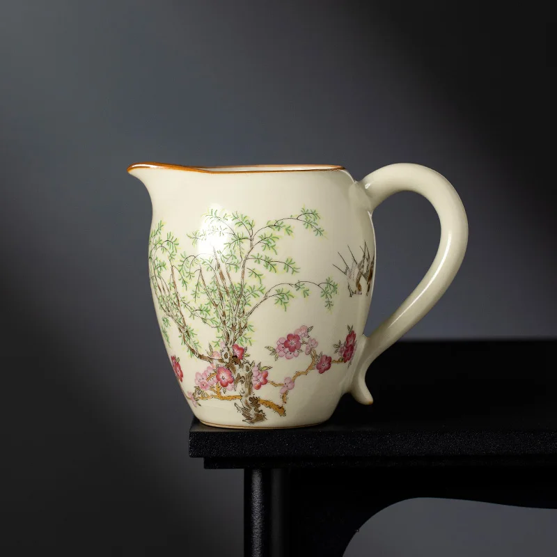 250ml Beige Ru Kiln Swallow Ceramic Public Cup High-end Fair Cup Tea Dispenser Large Capacity ChaHai Kungfu Tea Set Accessories