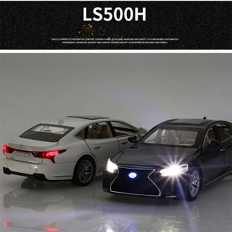 LEXUS-modelo de coche de aleación LS500H, escala 1:32, vehículo de juguete y troquelado, modelo de coche de Metal de alta simulación, luz de sonido, colección de juguetes para niños, regalo