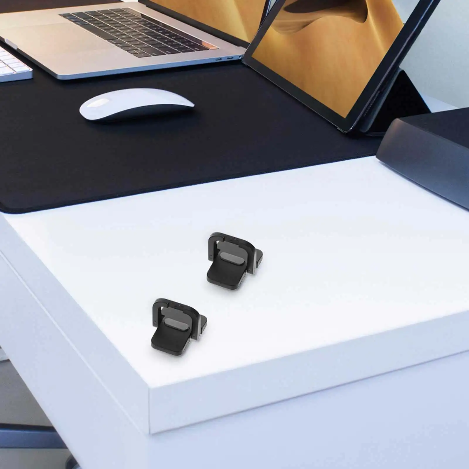 2Pcs Mini Invisible Laptop Stand Black ABS Portable Cooling Rack for Notebook Elevated Typing Comfort Travel Office Setup