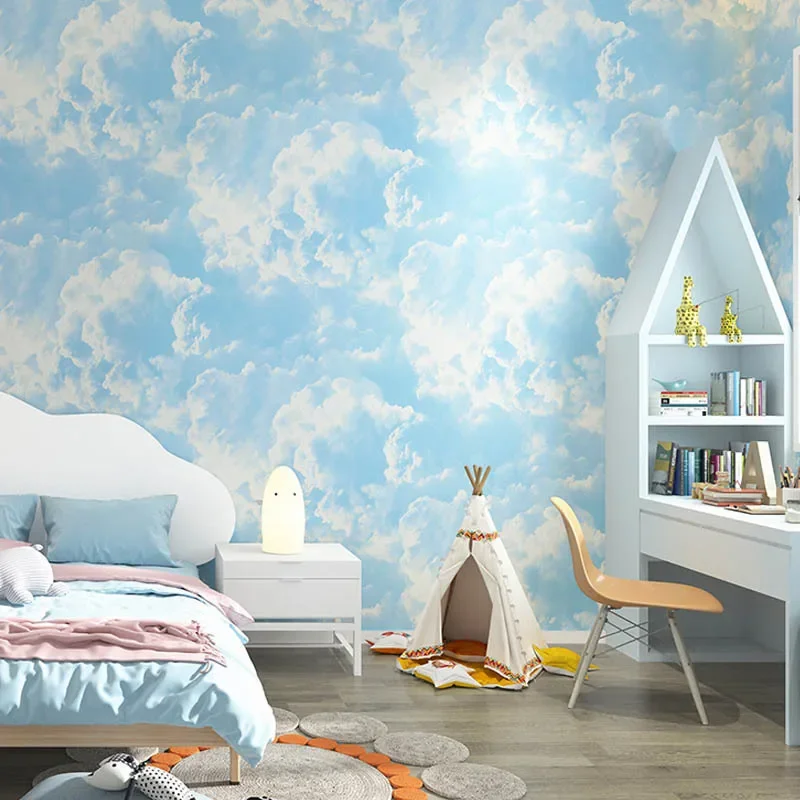 Modern Simple Black Cloud TV Background Wallpaper Net Red Living Room Bedroom Nordic Wind White Cloud Waterproof Wallpaper