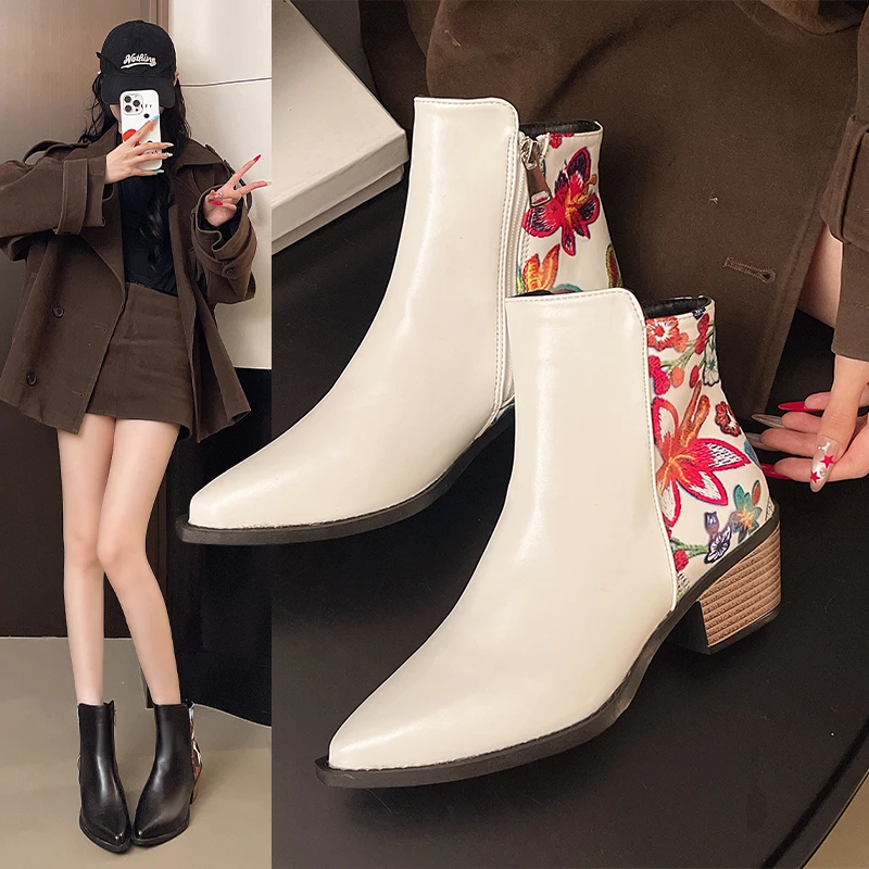 Ankle Women Chelsea Boots Chunky Fashion High Heels Shoes New Trend Goth Pumps 2025 Winter Casual Woman Heeled Short Botas Mujer