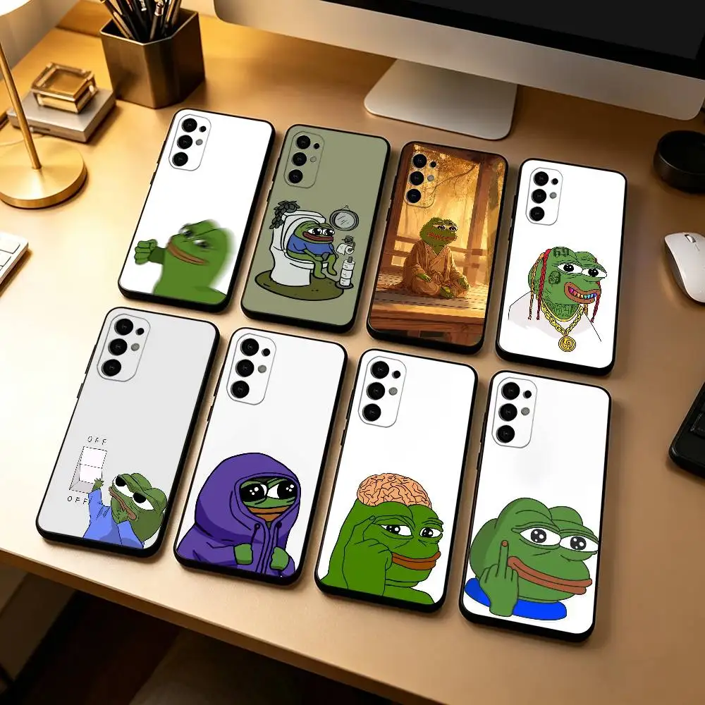 Funny Sad Frog pepe M-meme Frog Phone Case For Samsung S25,S24,S21,S22,S23,S30,Ultra,S20,Plus,Fe,Soft Silicone Black Cover