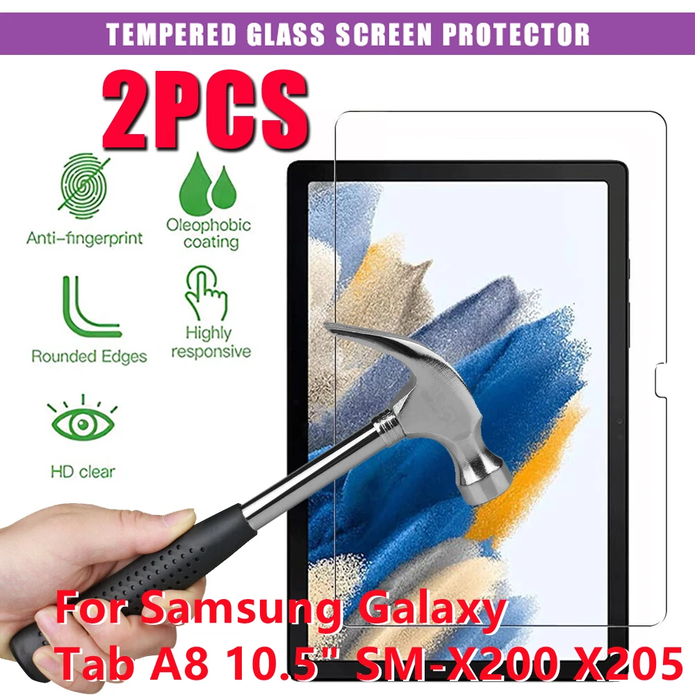 

2Pcs Tablet Tempered Glass for Samsung Galaxy Tab A8 10.5 Inch 2021 9H Screen Protector Protective Film for Tab A8 SM-X200 X205