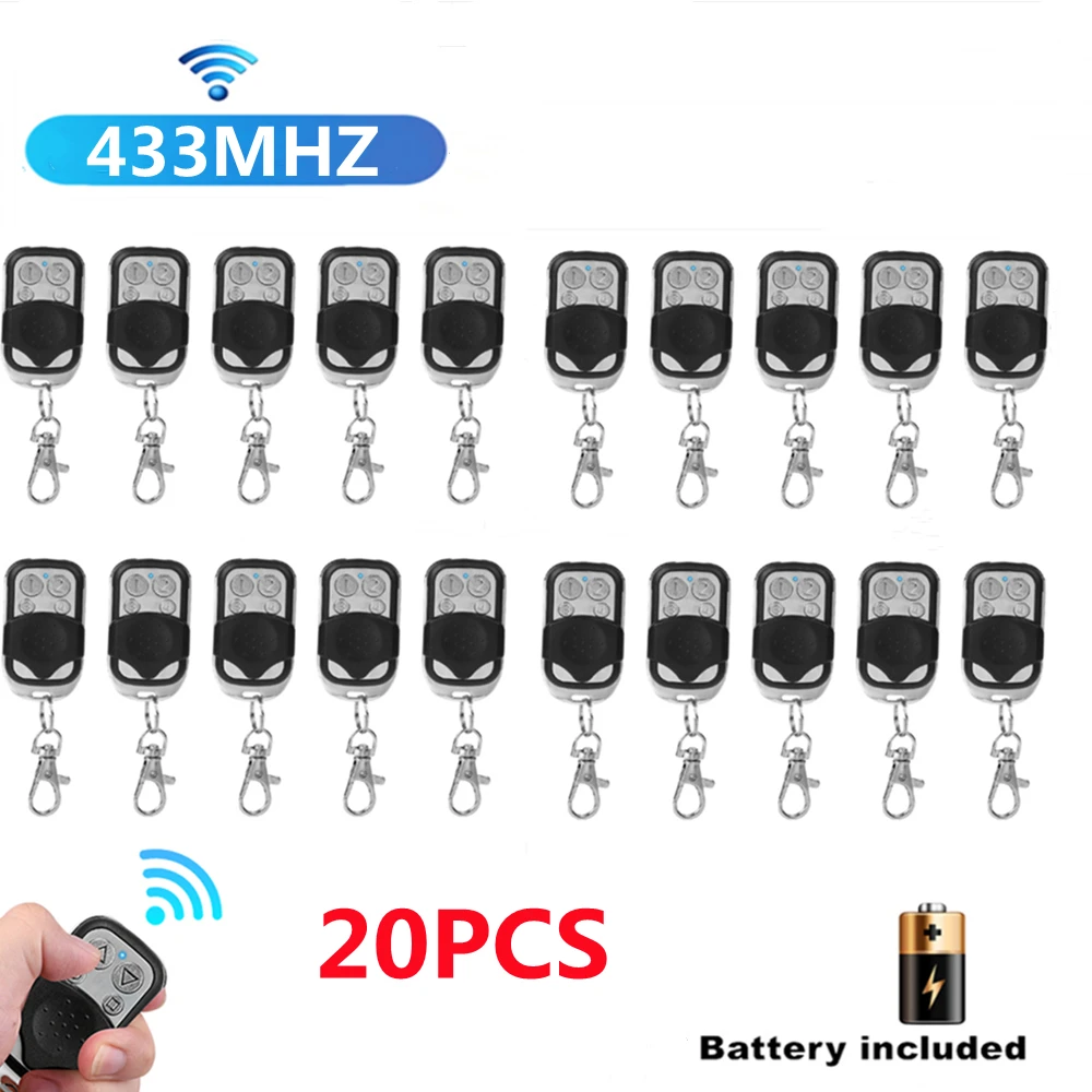 20pcs 433MHz RF Remote Control 4CH Button Car Key Garage Door Opener Remote Control Auot Copy Electronic Gate control Duplicator