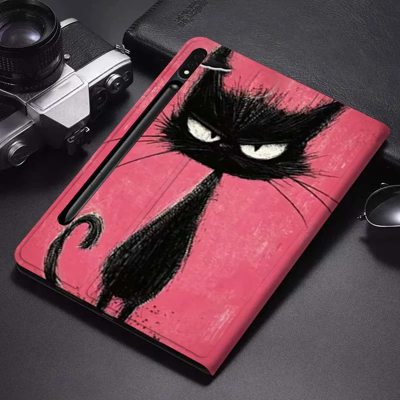 

Чехол для планшета Art Pink Black Cat, популярный для Samsung Galaxy Tab S6, S7, S8, S9, S10 FE Plus Lite, мягкий, гибкий, с поддержкой, подарок