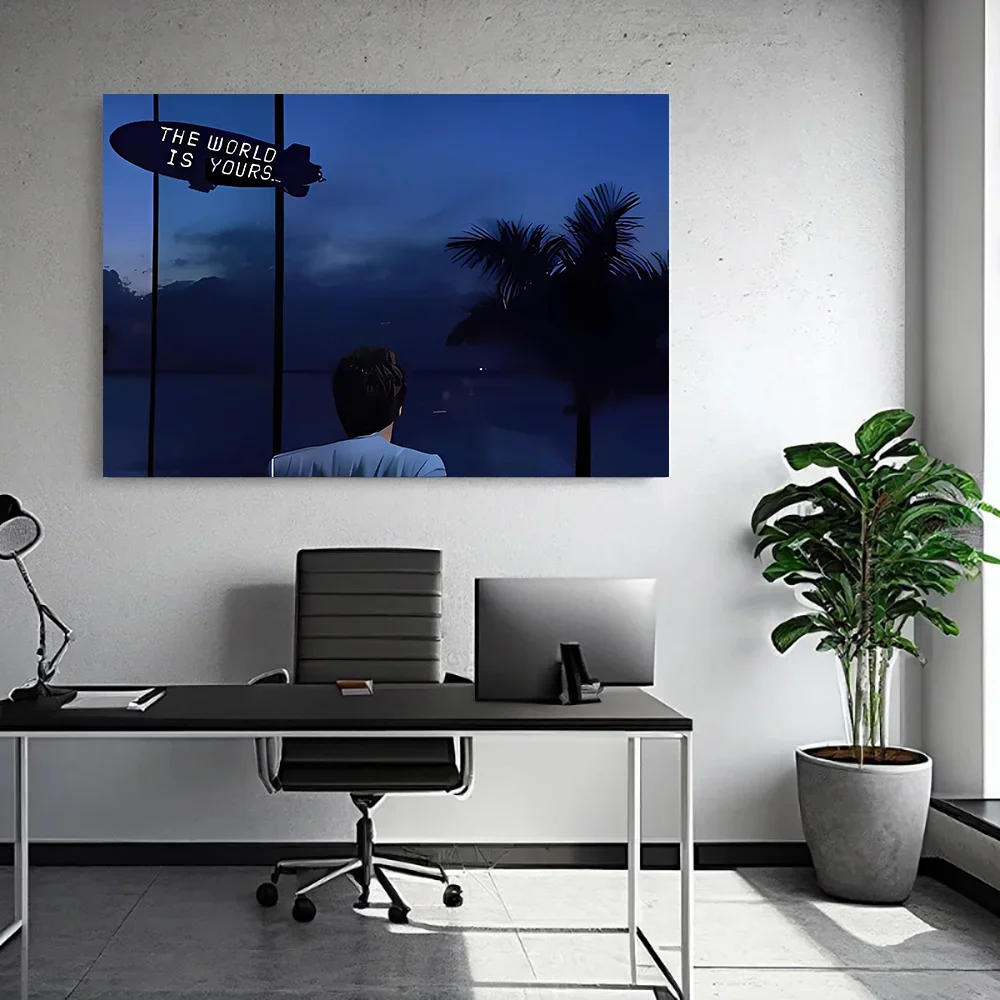 The World Is Yours Classic Tony Montana Movie Success Motivational Canvas Poster Wall Art Pictures Home Interior Decor