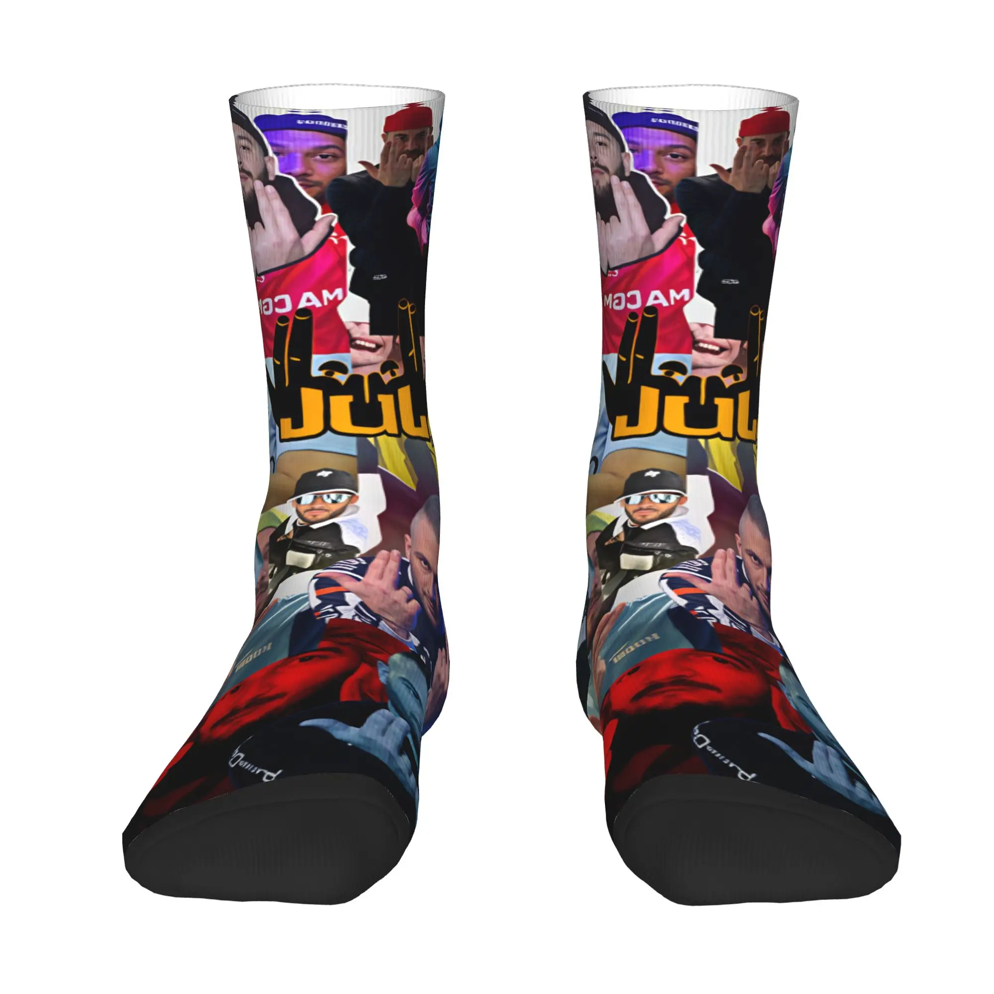 Rapper J-JuL French Popular Singer Mens Crew Socks Unisex Fun 3D Printed  Dress Socks