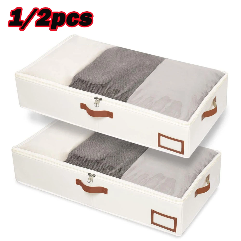 

1pc Quilt Storage Bag Large Capacity Foldable Clothes Storage Bag Under the Bed Quilt Storage Box With Cover Wardrobe Organizer