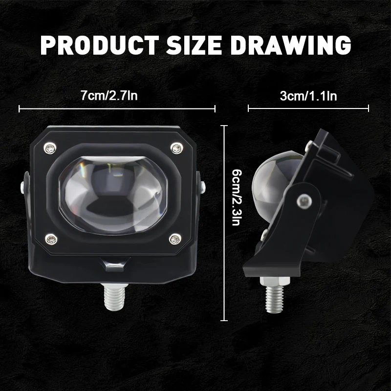 Angel Eye 12V 24V Car LED Work Headlight Super Bright Spotlight 19W Fog Light For Jeep Truck Car Motorcycle Tractor SUV ATV