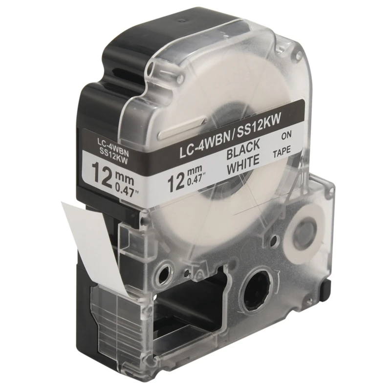 5 عبوات من أشرطة الملصقات LK-4WBN LC-4WBN9(SS12KW) لـ Epson Labelworks LW300 LW400 LW500 LW700 باللون الأسود على الأبيض 1/2 بوصة × 26.2