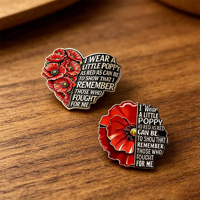 Creative Red Friday Brooch Memorial Day Badges Remembrance Day Patriotic Fashion Clothes Pins Backpack Decoration Jewelry Gifts