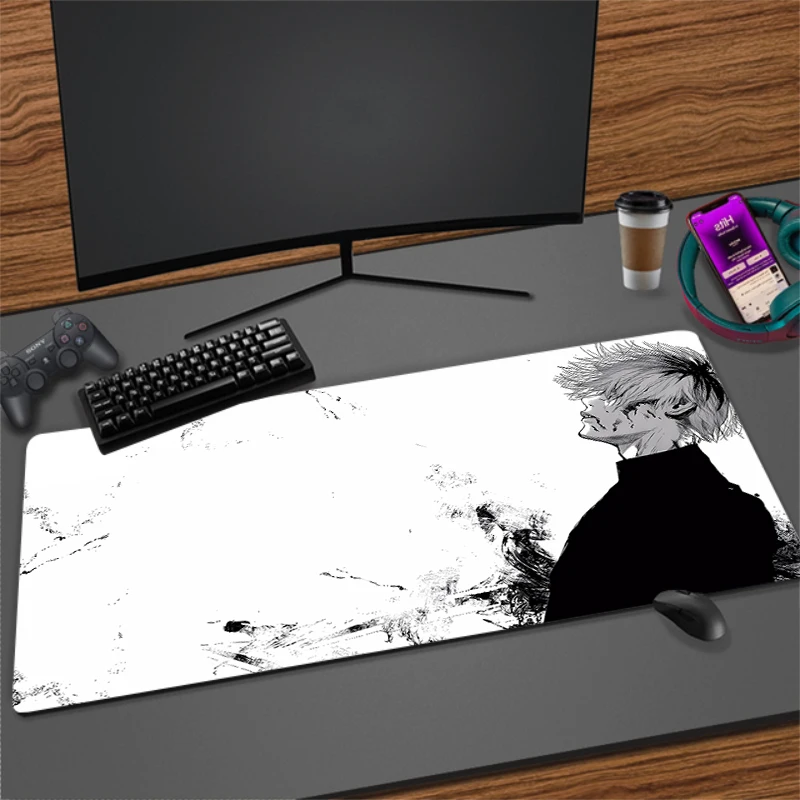 Anime Kaneki Mouse Pad Large Gaming Desk Mat Non-Slip Laptop Keyboard Tray Office PC Tokyo Ghoul Gamer Black