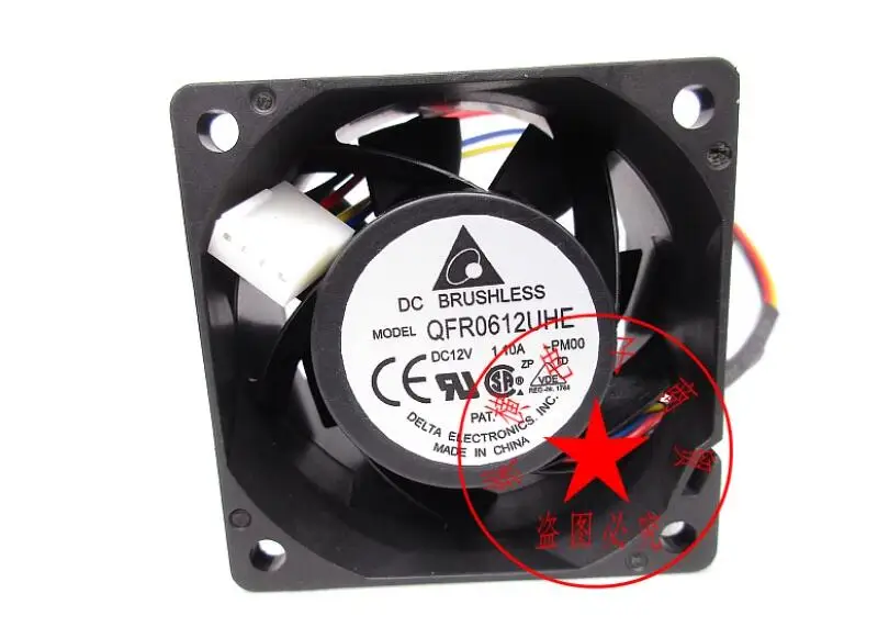 

Delta Electronics QFR0612UHE PM00 DC 12V 1.10A 60x60x38mm 4-Wire Server Cooling Fan