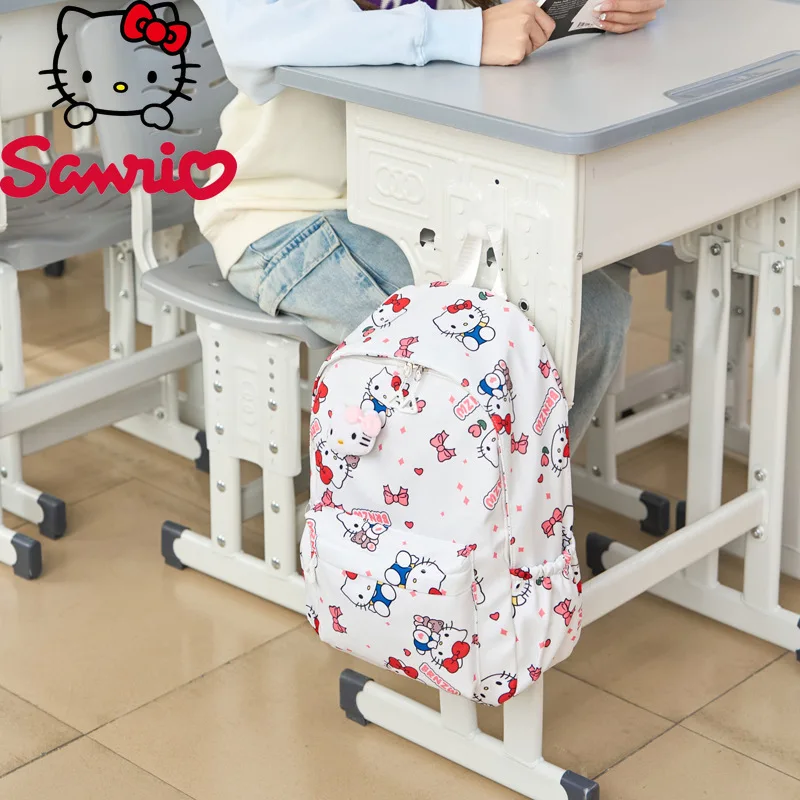  Kuromi Hello Kitty Cinnamoroll Pochacco Backpack Simple Student School Bag Large Capacity Cartoon Print White