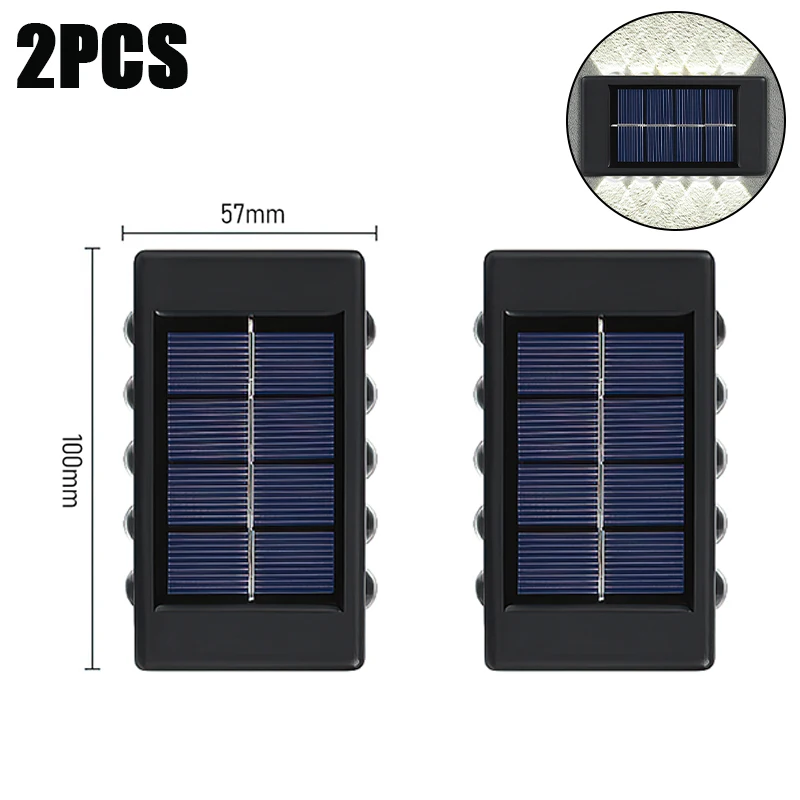 10-LED-wandlamp op zonne-energie Buiten waterdicht op zonne-energie Licht omhoog en omlaag verlichten huis tuin veranda tuindecoratie