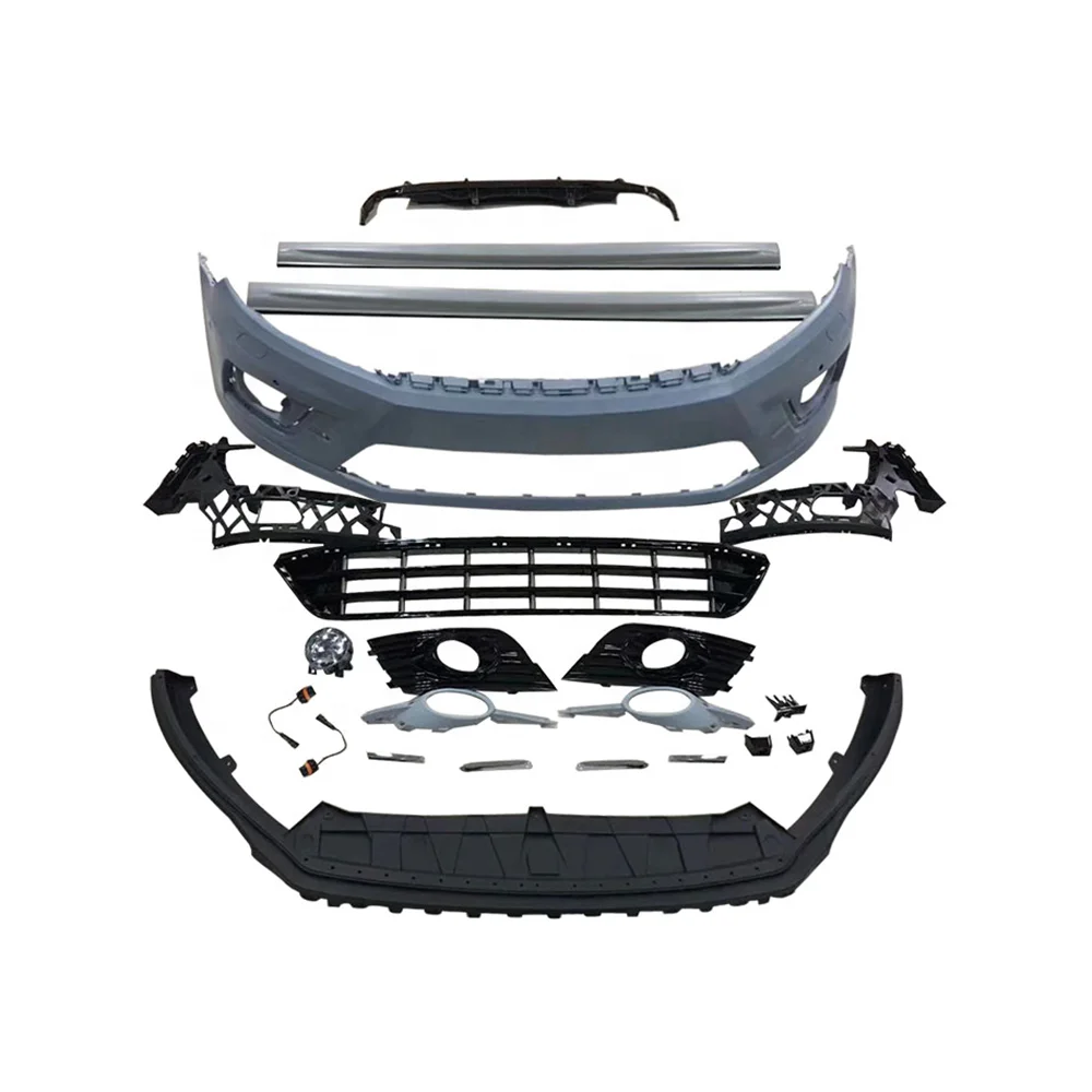 

PP Material Front Bumper with Grill and Side Skirt with Rear Diffuser for Volkswagen CC Refit R Line Style Car Bumpers 2013-201