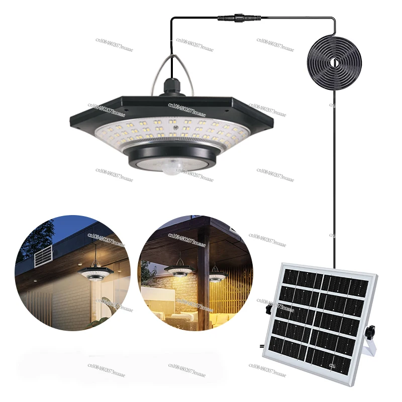 Solar Chandelier 228led Hexagonal Hanging Light 3-color Light Waterproof IP65 Garage Garden Courtyard Indoor and Outdoor Lightin