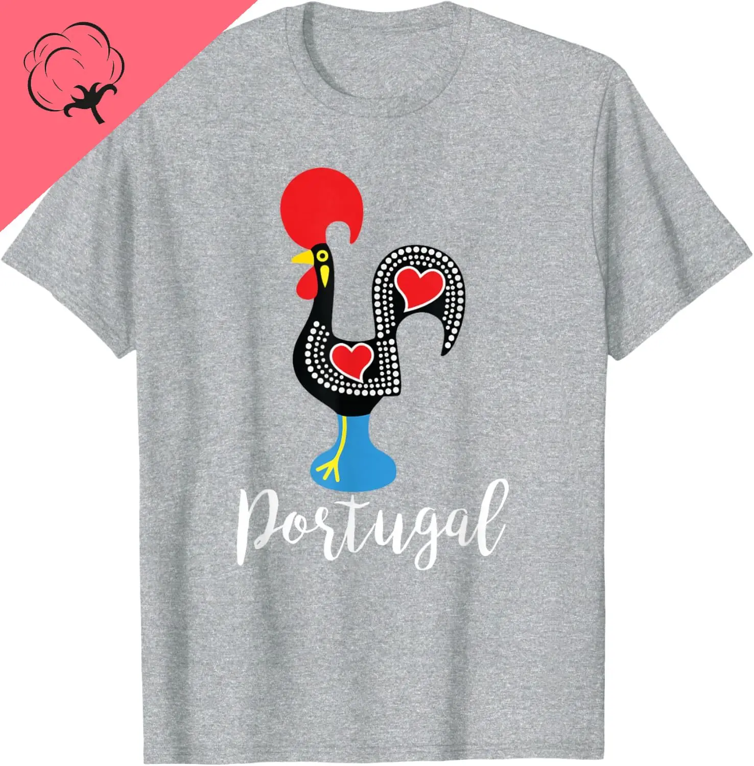Galo português galo de barcelos estatueta camiseta personalizado impresso gráfico t camisas de algodão gráfico t camisas