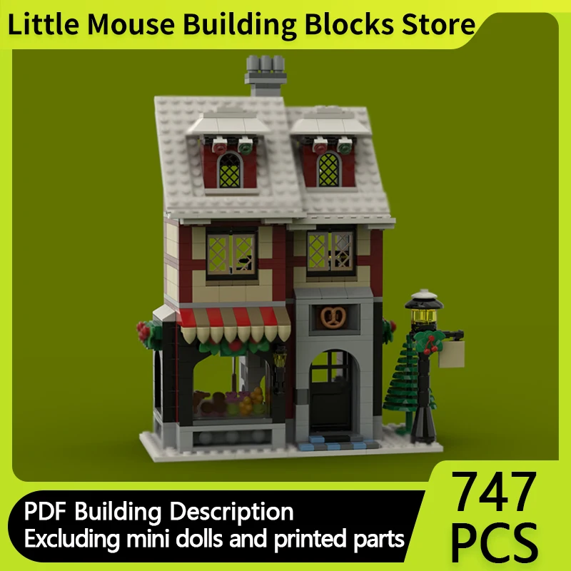 

City Street View Model MOC Building Bricks Winter Village Bakery Modular Technology Gifts Holiday Assemble Children Toys Suit