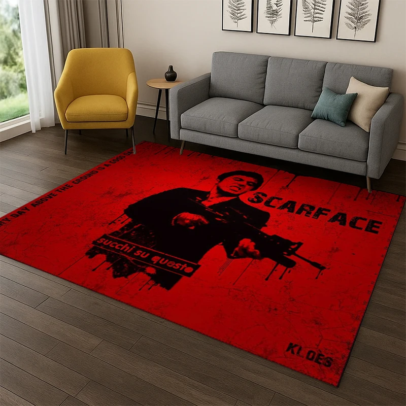3D Scarface Classic Movie Tony Carpet Rug for Bedroom Living Room Sofa Playroom Doormat Home Decor,Kid Game Area Rug Non-slip