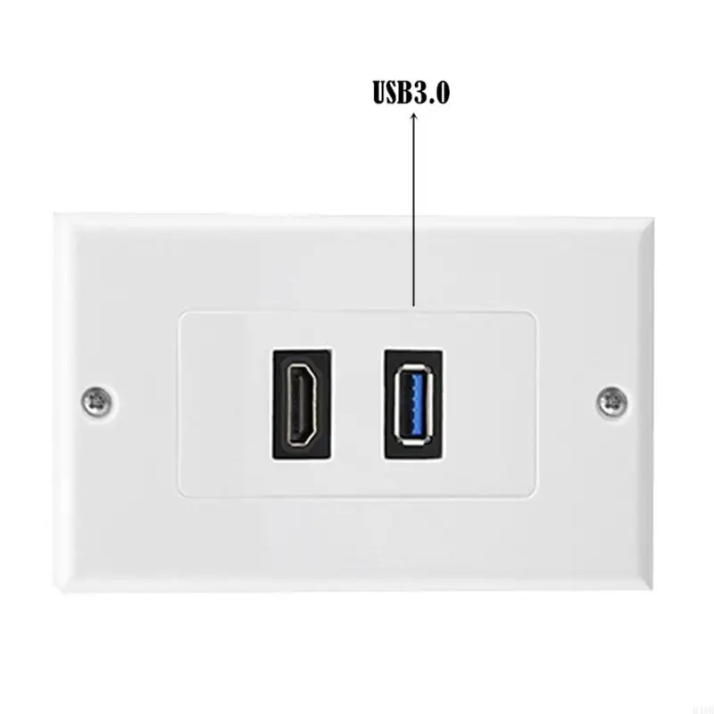 D46B Wall Face Connectors Panel HDMIs USB Wall Plate with HDMIs 4K and USB3.0 Port for Home Theater Office Setups