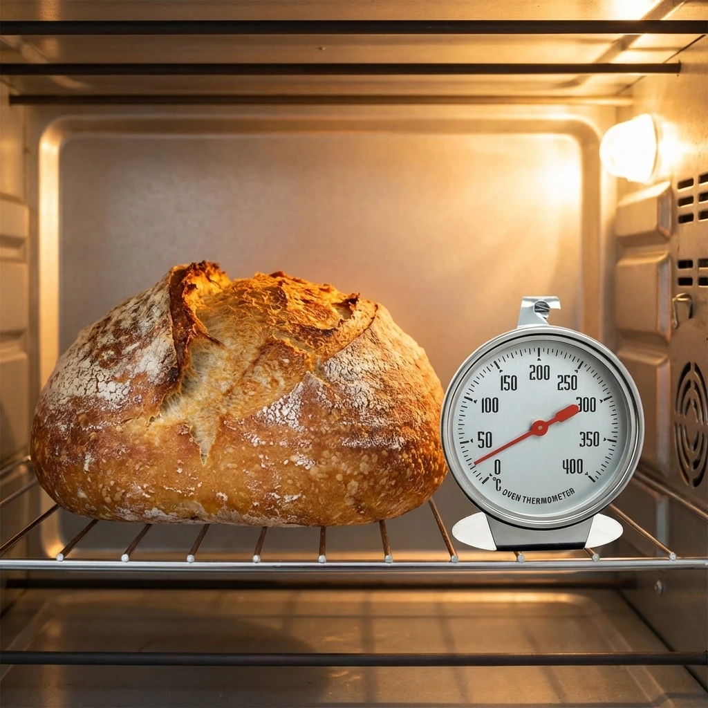 Edelstahl-Ofenthermometer 0-400 ° C Großes Zifferblatt – zum Aufhängen oder Aufstellen für Backen, Grillen, Kochen, Messen der Temperatur von Fleisch und Lebensmitteln – Detail 1