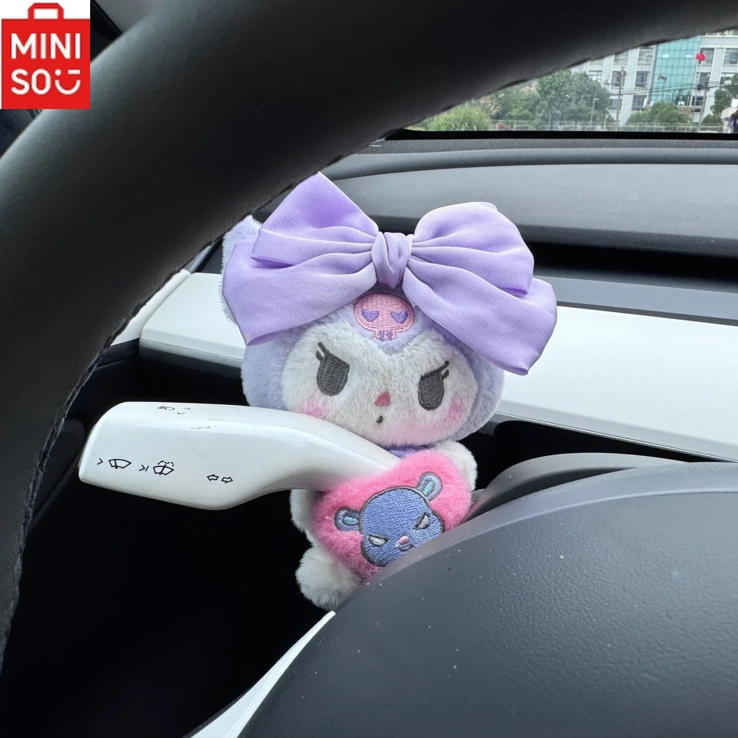 Sanrio Kuromi Car Cute Plush Hand Gear Decoration Rearview Mirror Pendant Seat Belt Shoulder Cover Cartoon Car Accessories