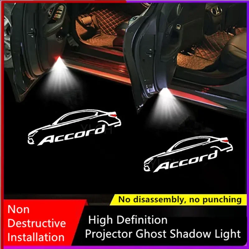 LED Car Door Lights Logo Welcome Projector Courtesy Shadow Lamp for Honda Accord 10th 7th 8th 9th 2003-2020 2021 2022 2023 2024