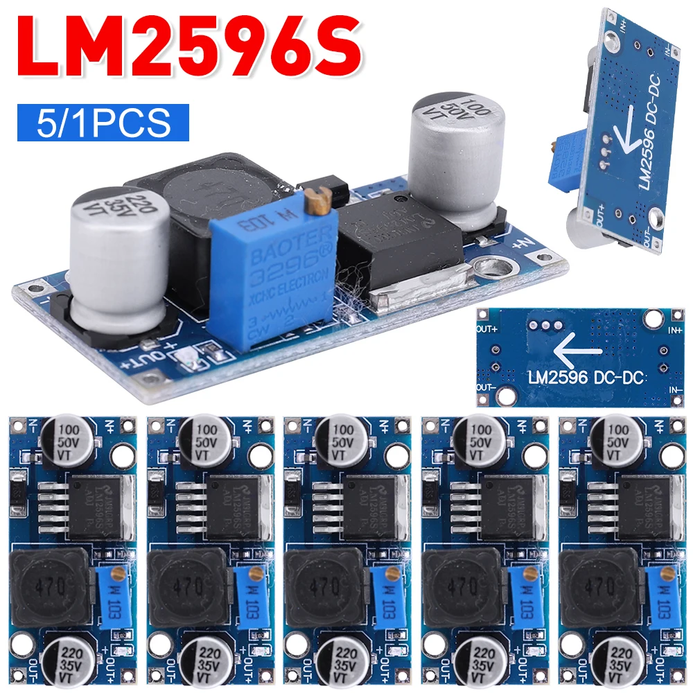 Módulo reductor LM2596, convertidor Buck ajustable de CC a CC, regulador de voltaje, módulo de fuente de alimentación de conversión LM2596S, 5-1 Uds.