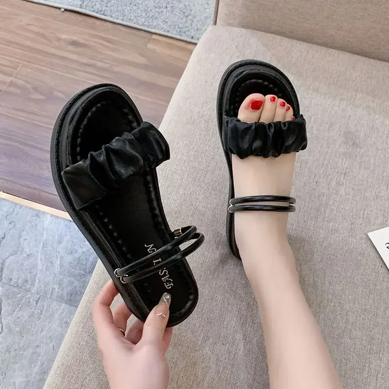 

Women's Sandals Flat Rubber Open Toe Ladies Shoes Low Price Footwear Summer 2025 Comfortable Sandal Luxury Trending Elegant Shoe