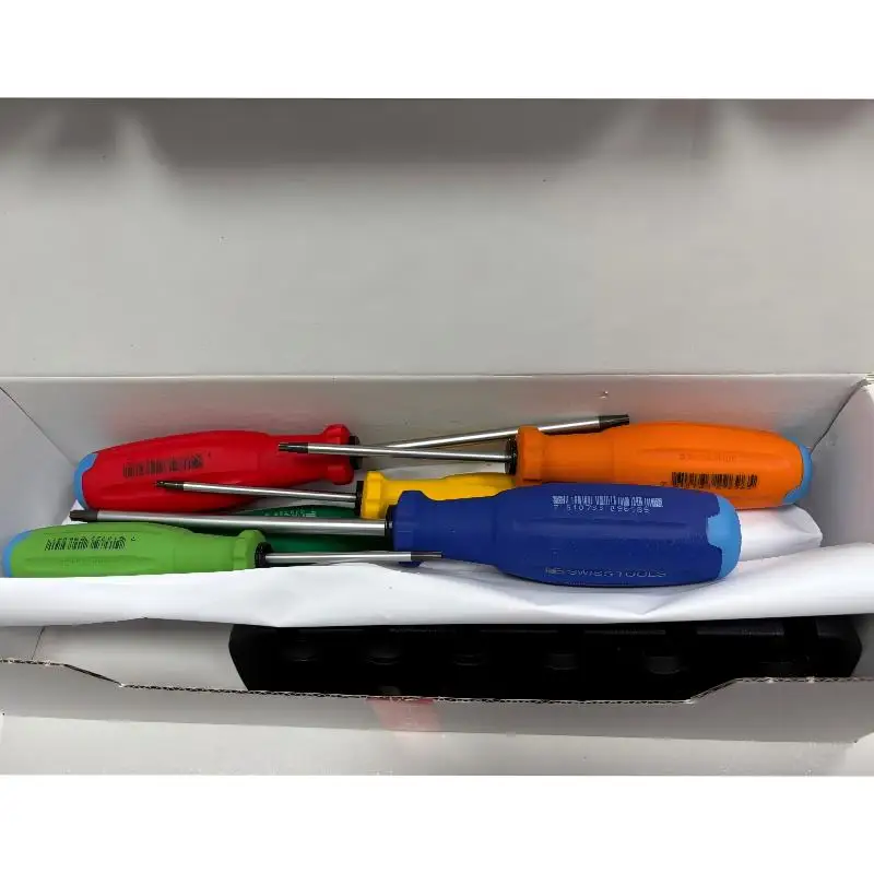 PB Swiss Tools 38440.H RB 6Pcs Rainbow Torx Screwdriver SwissGrip Evo Color Coded Wall Mount Industrial Tools