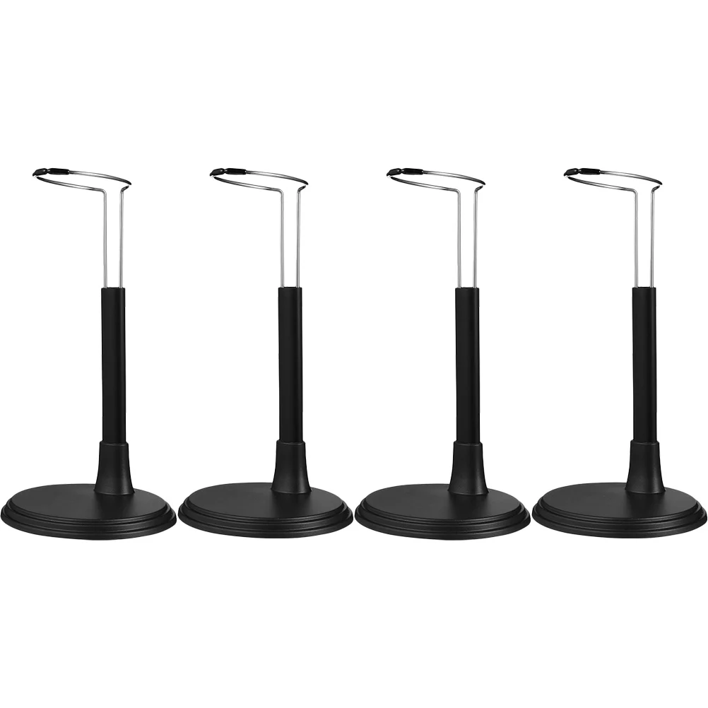 

4 Pcs Stands Figurine Display Shelf Movable Bracket Stainless Steel Stable Black Baby