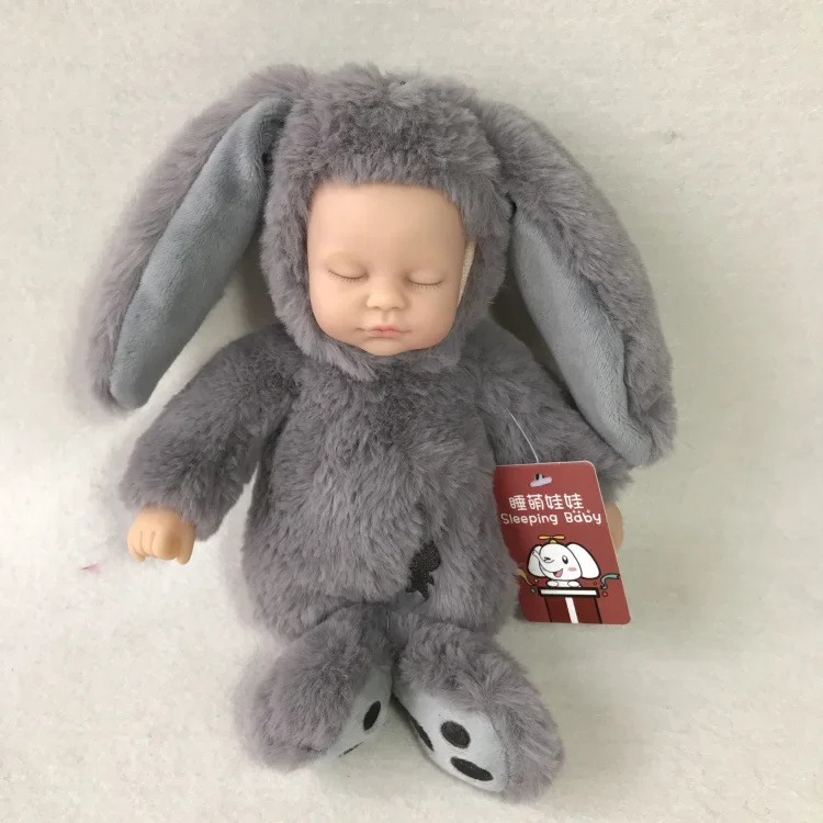 [ Funny ] 25cm Simulation dolls & Reborn baby doll Sleep placate fashion bunny rabbit baby doll plush toy soft kids child gift