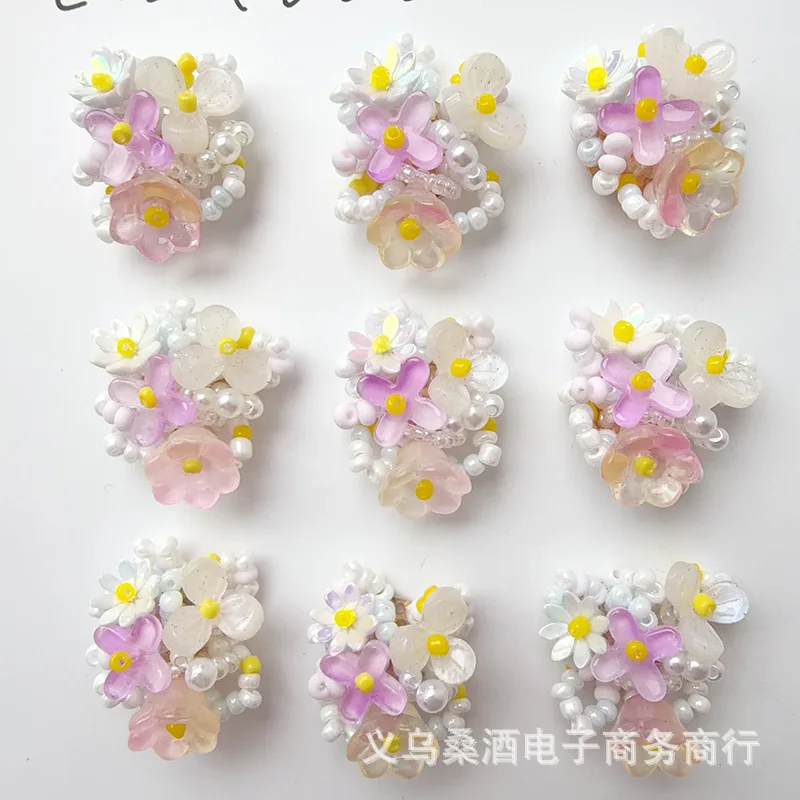 Beaded Hydrangea Flower Cluster Shoe Charms for Clogs Forest Vacation Style Small Unique Garment Embellishment for DIY Beaded