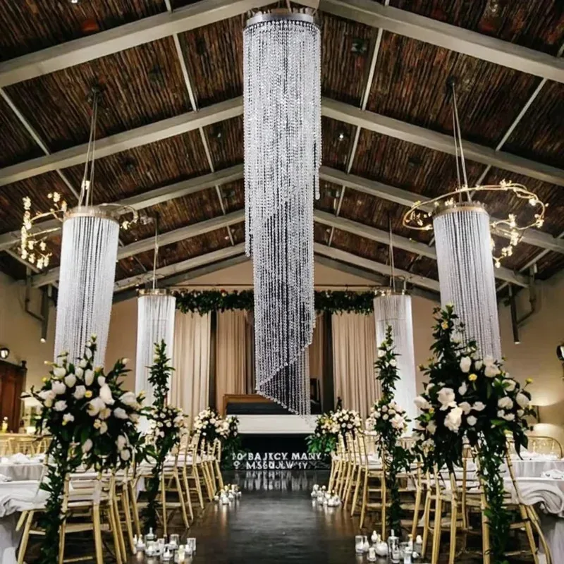 

Роскошный хрустальный кулон, свадебный сценический зал, потолочное подвесное украшение, тонкая спиральная хрустальная переливающаяся люстра из бисера 120-180 см