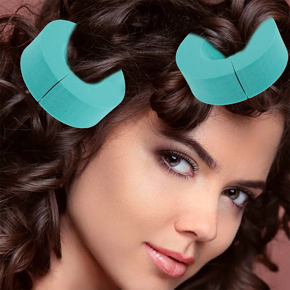 

12 Pcs Yellow Small Size Hair Curling Sponge Rings C Shaped Non Heat Styling Tools Women Curl Hair Sponge Wave Curler Salon