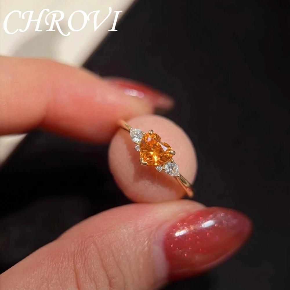 Luxuriöser 925 Sterling Silber Goldener Morganit-Orangefarbener Herzförmiger Ring - Herzförmiger Edelstein Fendra Steinring für Damen – Detail 5