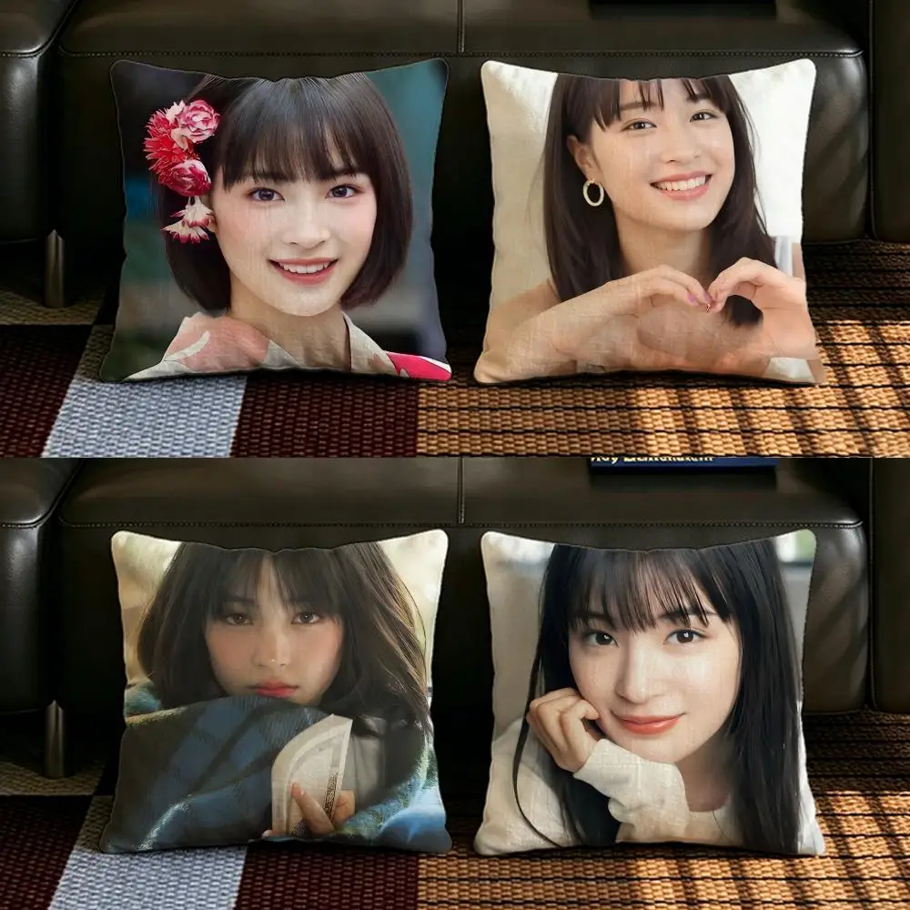 Actor S-Suzu H-Hirose Cushion Cover Natural Linen Pillowcase Set, All-in-One Decor for Sofa, Bedroom & Chair