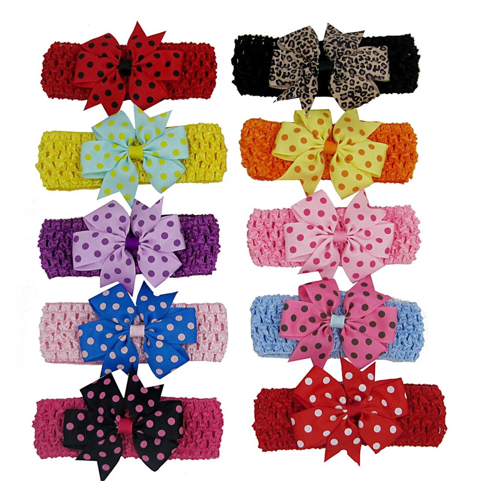 1/2/3/4 Pcs Kids Headwear Infant Headband Toddler Baby Girls Flower Headband Princess Dots Prints Bowknot Elastic Hair Band