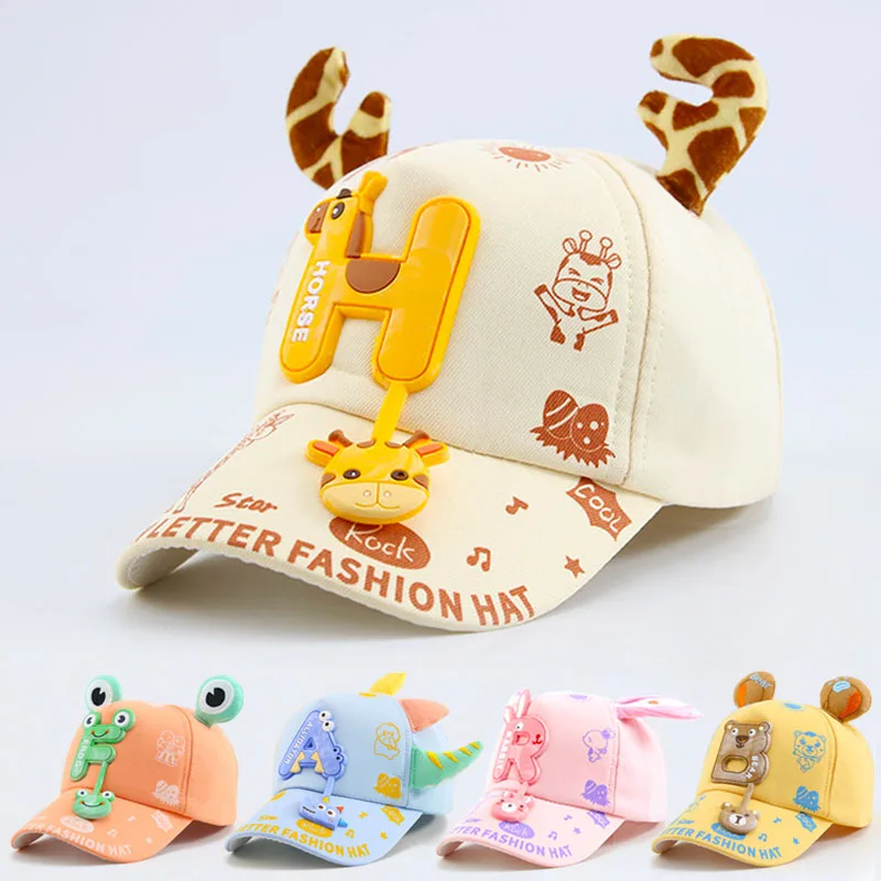 2024 Spring Cotton Cartoon Animal Casquette Baseball Cap Adjustable Snapback Hats for Children Boy and Girl 07