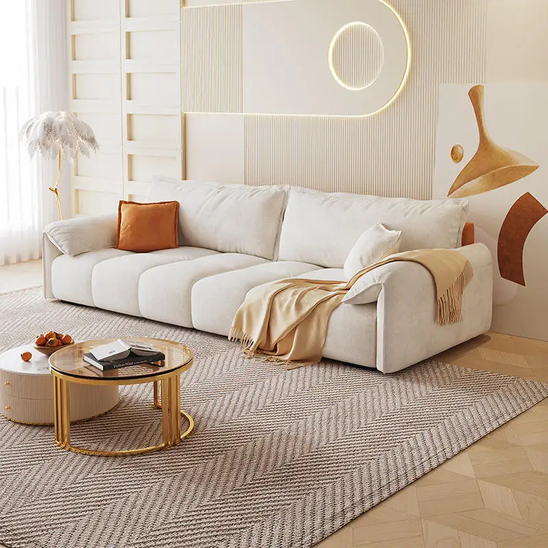 Modern simple flannel fabric living room sofa set