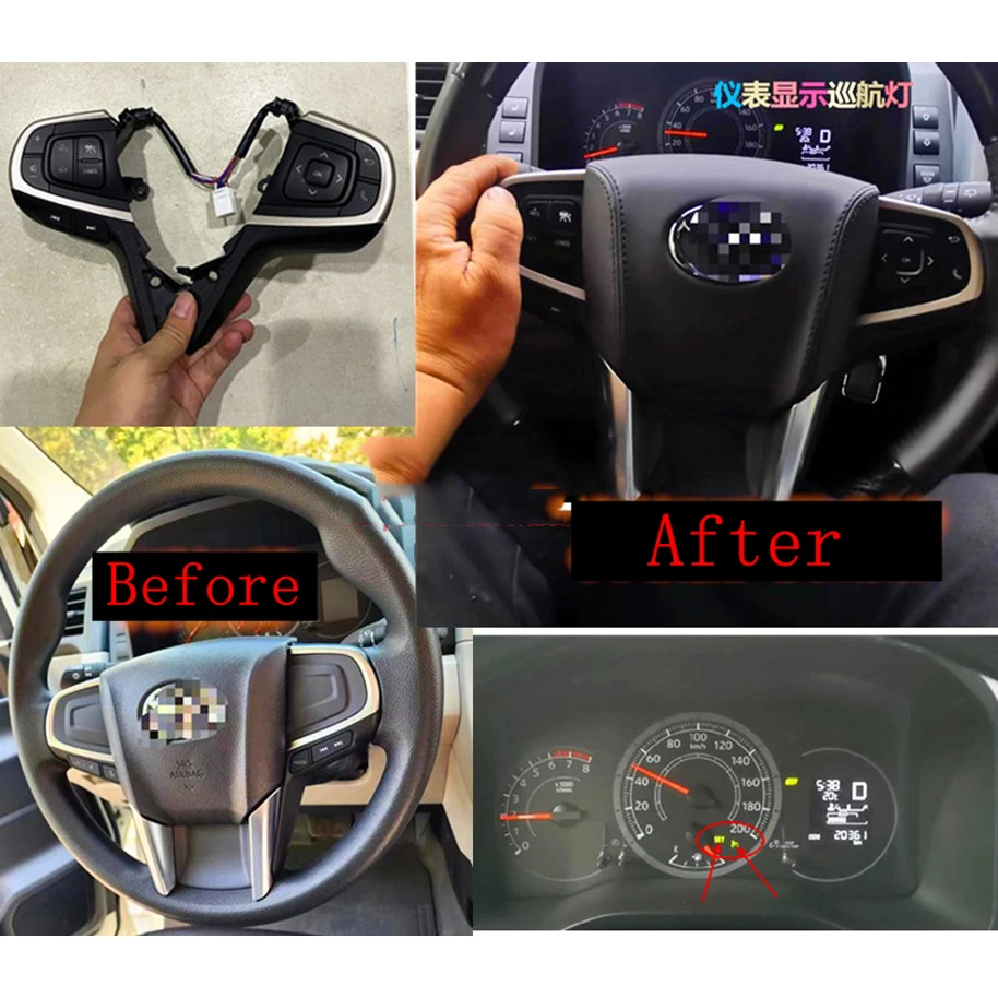 Upgrades Cruise Control for Toyota Hiace 2019-2024 Accessories High Configuration of Multi-function Steering Wheel Switch